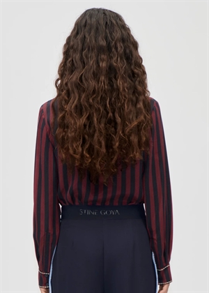 Dry viscose long sleeve skjorte Navy&Burgundy Wallpaper Stripes Stine Goya 